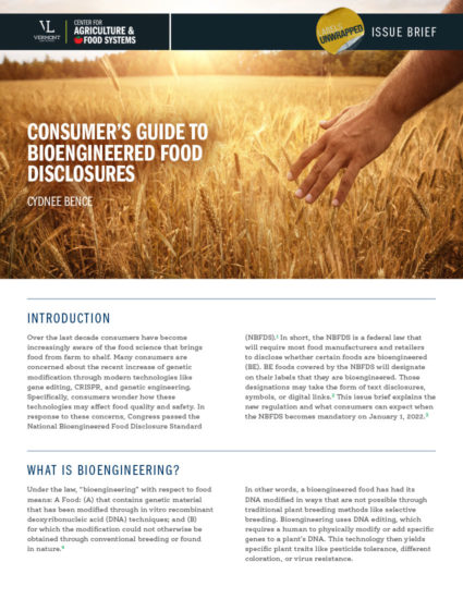 Consumer's Guide to Bioengineered Food Disclosures